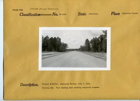 RECORD DATE NOT STATED Completed Roadway in Claiborne Parish. Original cap... Stock Photos