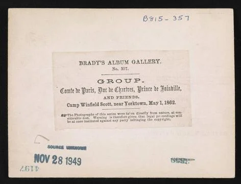 RECORD DATE NOT STATED Comte de Paris, Duc de Chartres, Prince de Joinvill... Stock Photos