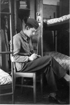 RECORD DATE NOT STATED The conscripts spend time listening to radio. Göta .. Fotos de archivo