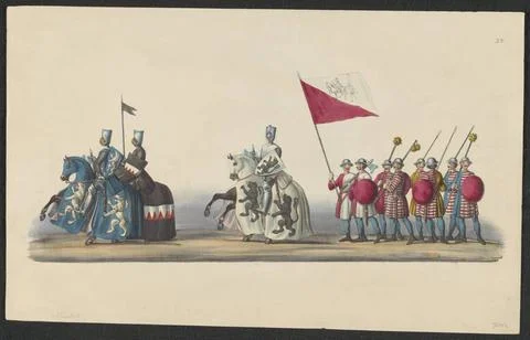 RECORD DATE NOT STATED  Costumed procession of 1841: Knights (page XV), 18... Stock Photos