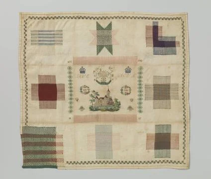 RECORD DATE NOT STATED  Cotton stop patch in which nine stops of different... Stock Photos