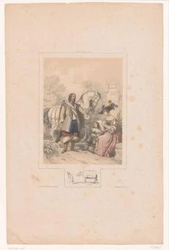 RECORD DATE NOT STATED  Courier delivers a letter to a noble lady, FortunÃ.. Stock Photos