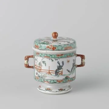 RECORD DATE NOT STATED  Covered jar with peacocks and flowering plants in ... Stock Photos