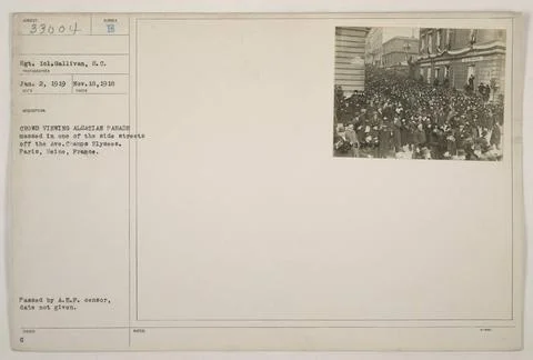 RECORD DATE NOT STATED  Crowd gathered to observe a parade of Alsatian sol... 写真素材