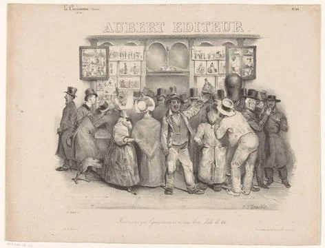 RECORD DATE NOT STATED  Crowd for the window of publisher Aubert in Paris,... Foto stock