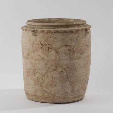 RECORD DATE NOT STATED  Cylindrical barrel. Terracotta. Vietnam. Paris, Mu... Stock-Fotos