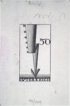 RECORD DATE NOT STATED  Dagobert Peche Stamp draft for a 50-heller mark (l... Stock Photos
