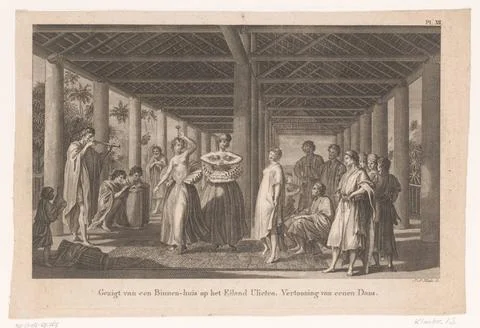 RECORD DATE NOT STATED  Dance version under a roof on the island of Raiaat... Stock Photos