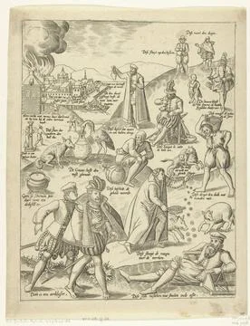 RECORD DATE NOT STATED  De Blauwe Huyck (page 2), 1577 print The Blue Huyc... Stock Photos