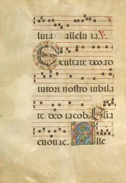 RECORD DATE NOT STATED Decorated Initial E; Decorated Initial A. Unknown C... 스톡 사진