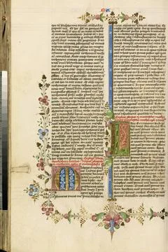 RECORD DATE NOT STATED Decorated Initial M; Decorated Initial L. Circle of... Foto stock