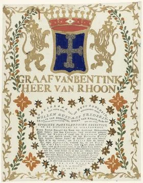RECORD DATE NOT STATED  Decorative leaf with Vers Willem Gustaaf Bentinck,... Photos