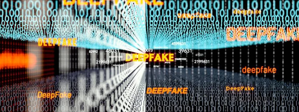 RECORD DATE NOT STATED Deepfake, fake identity. Large room with numbers, b... Stock Photos