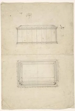 RECORD DATE NOT STATED  Design for a rectangular litter box, c. 1760 - c. ... Stock Photos