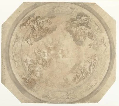 RECORD DATE NOT STATED  Design for a round ceiling piece with the four cor... Stock Photos