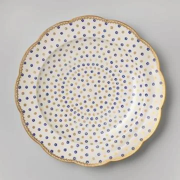 RECORD DATE NOT STATED  Dish, painted with a regular spray pattern of rose... Stock Photos