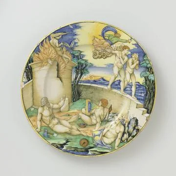 RECORD DATE NOT STATED  Dish with the Expulsion from Paradise, anonymous, ... Stock-Fotos