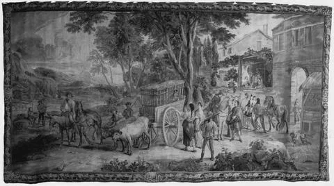 RECORD DATE NOT STATED  Don Quixote transported home in cage. Orley, Jan v... Stock Photos