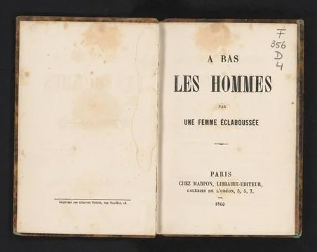 RECORD DATE NOT STATED  Down with men, Charles Noblet, 1860 book Paris pap... Stock Photos