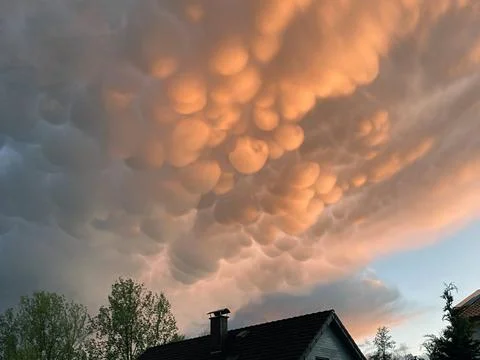 RECORD DATE NOT STATED  dramatic clouds on the sky over Helmstadt in Germa... Stock Photos