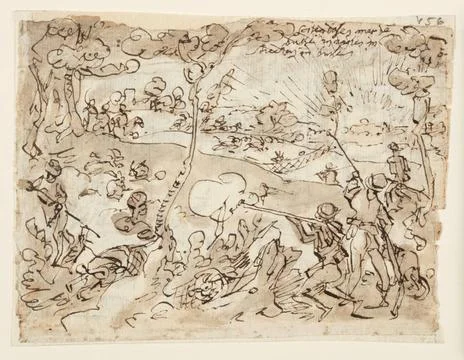 RECORD DATE NOT STATED Drawing, Hare Hunting with Nets and Guns; Jan van d... Stock Photos