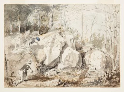 RECORD DATE NOT STATED Drawing, Setting a Squirrel Trap; Winslow Homer (Am... Stock Photos