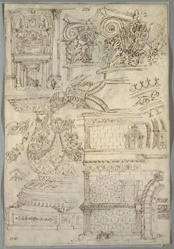 RECORD DATE NOT STATED Drawing, Decorative Study; Verso: Anatomical Study;... Stock Photos