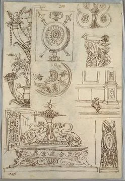 RECORD DATE NOT STATED Drawing, Decorative Studies; Verso: Anatomical Stud... Stock Photos