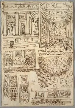 RECORD DATE NOT STATED Drawing, Architectural Interior Elements; Verso: An... Foto stock