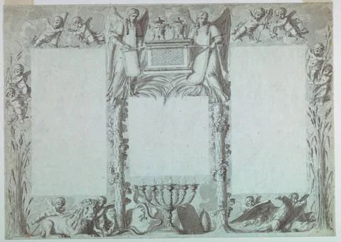 RECORD DATE NOT STATED Drawing, Framework in three sections, possibly for ... Stock Photos