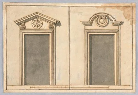 RECORD DATE NOT STATED Drawing, Two Projects for Door Frames; Italy; graph... Stock Photos