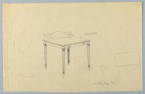 RECORD DATE NOT STATED Drawing, Design for Rectangular Writing Table with ... Stock Photos