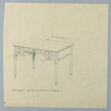 RECORD DATE NOT STATED Drawing, Design for Rectangular Writing Table with ... Foto stock
