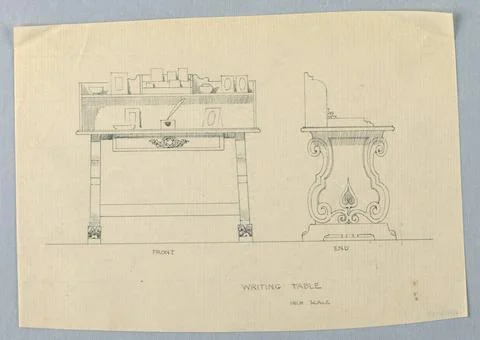 RECORD DATE NOT STATED Drawing, Design for Rectangular Writing Table on Sc... Foto stock
