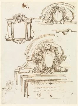RECORD DATE NOT STATED Drawing, Sketches for Frames, for the Sacristy of S... Stock Photos
