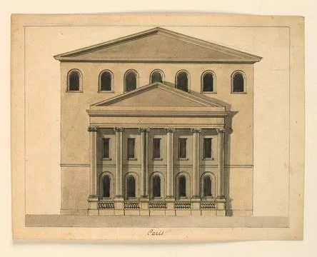 RECORD DATE NOT STATED Drawing, Elevation of the Facade of a Theater, Pari... 스톡 사진
