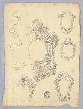 RECORD DATE NOT STATED Drawing, Sketches for Frames; Designed by Leblois (... Stock Photos