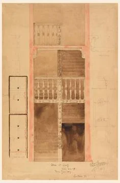 RECORD DATE NOT STATED Drawing, Stair at the Cluny, Paris; Whitney Warren ... Stock Photos