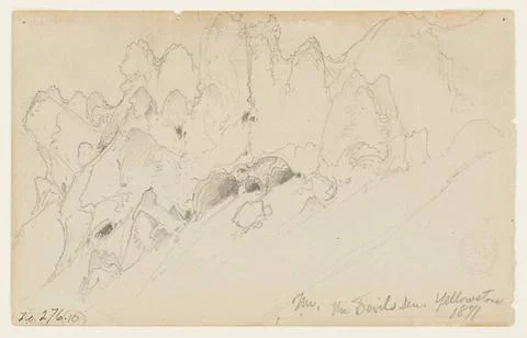 RECORD DATE NOT STATED Drawing, The Devil s Den, Yellowstone; Thomas Moran... Stock Photos