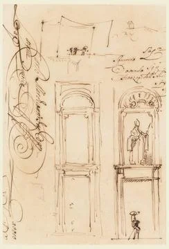 RECORD DATE NOT STATED Drawing, Sketches and Script; Carlo Marchionni (Ita... Stock Photos