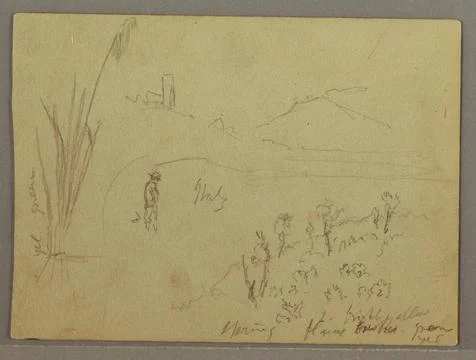 RECORD DATE NOT STATED Drawing, Sketches from Italy: Building with a Tower... Fotos de archivo