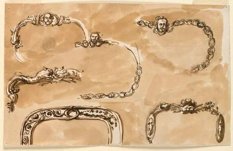 RECORD DATE NOT STATED Drawing, Six Metal Frames for Purses; Architect: Gi... Stock Photos