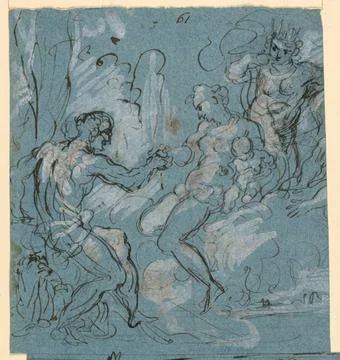 RECORD DATE NOT STATED Drawing, Judgment of Paris; Attributed to Pietro Li... Stock Photos