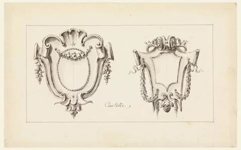 RECORD DATE NOT STATED Drawing, Designs for Two Frames; Designed by Richar... Stock Photos