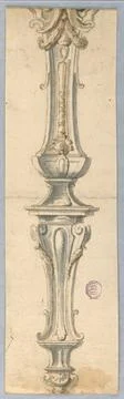 RECORD DATE NOT STATED Drawing, Project for a Silver Handle; Italy; black ... Photos