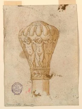 RECORD DATE NOT STATED Drawing, Design for a Cane Handle; Italy; pen and i... Photos