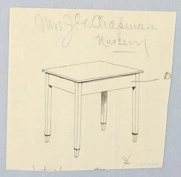 RECORD DATE NOT STATED Drawing, Design for Small Rectangular Table; Design... Stock Photos