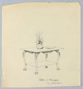 RECORD DATE NOT STATED Drawing, Design for Rectangular Mahogany Table; Des... 스톡 사진