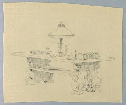 RECORD DATE NOT STATED Drawing, Design for Rectangular Library Table with ... Stock Photos