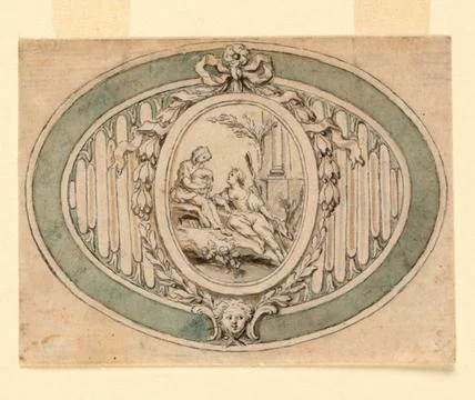 RECORD DATE NOT STATED Drawing, Design of Patch Box Cover; France; pen and... Stock Photos